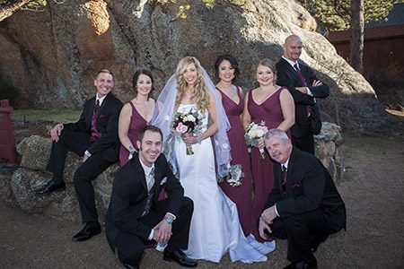 Bridal party posing for a photo