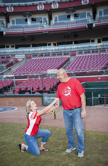 Keli proposing at the ball field