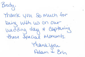 thank you from Adam & erin