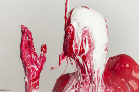 Model having paint poured over her at a Nashville location