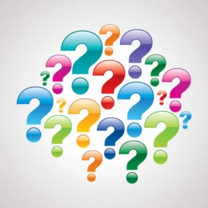 Image of various sizes and colored question marks