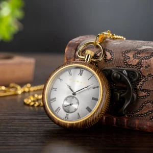 Open faced wooden-pocket-watch