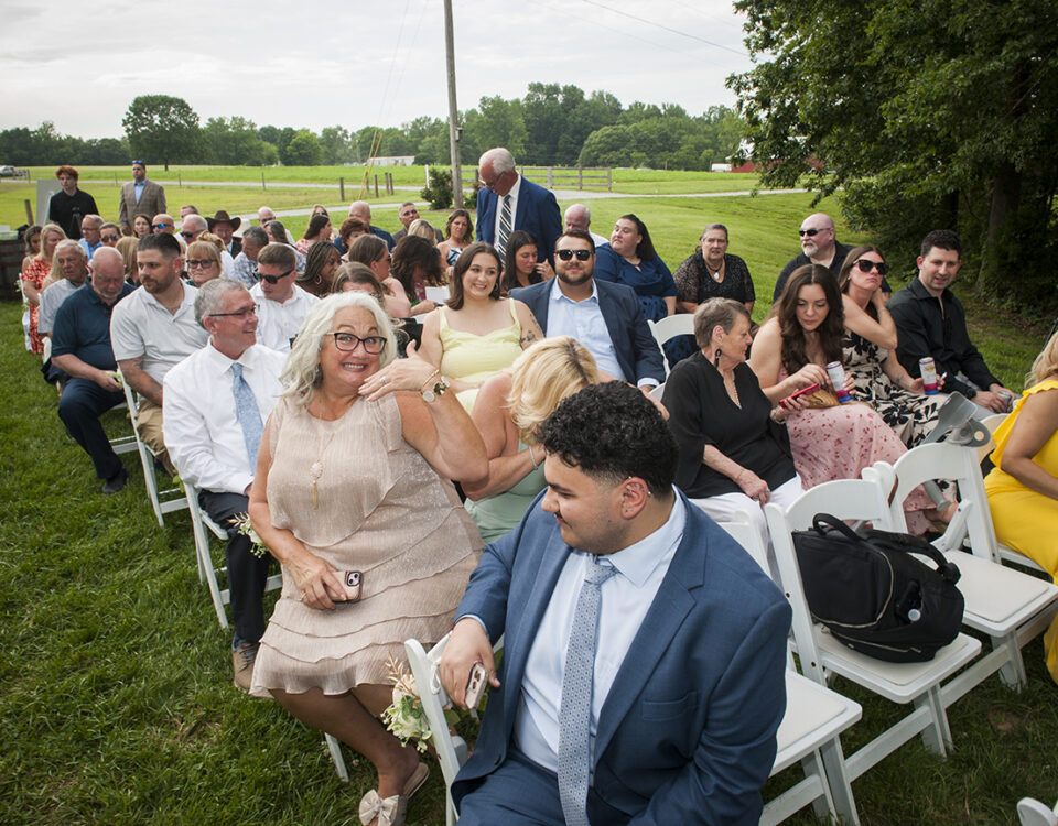 Wedding guest taking their seats prior to the wedding.